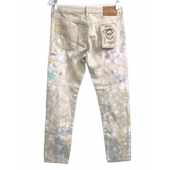 NEW POLO RALPH LAUREN WOMENS SIZE 27 MID RISE PAINTED ASTOR BOYFRIEND JEANS - Picture 5 of 10